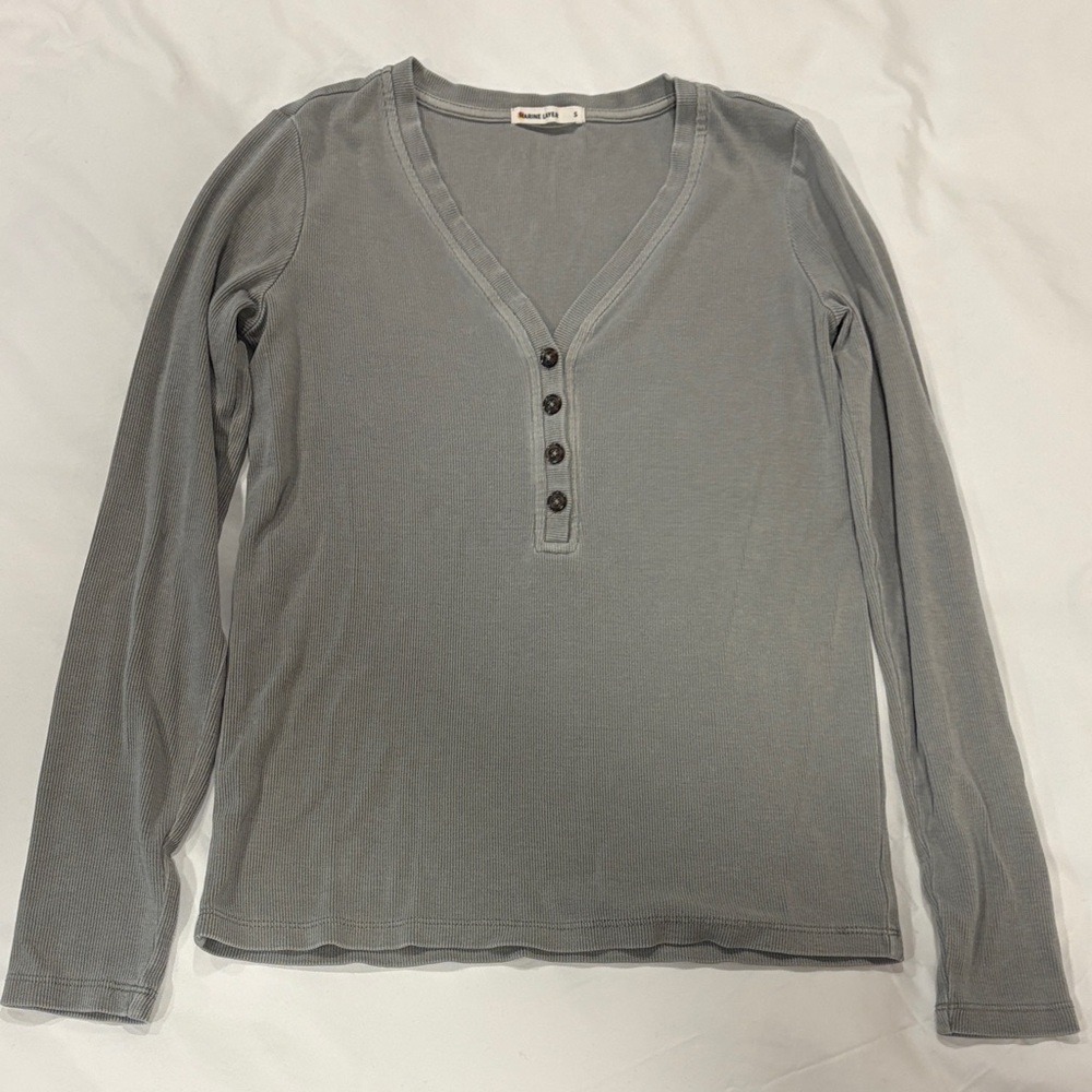 Marine Layer Faded Olive Lexi Rib Sun In Henley